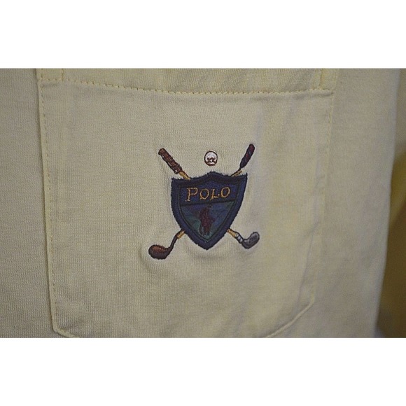 Polo Ralph Lauren Men's Yellow 1 Pocket Logo Front Short Sleeve Shirt Size Large - Picture 3 of 7
